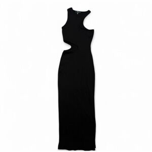 Catching Looks Black Asymmetrical Cutout Bodycon Midi Dress